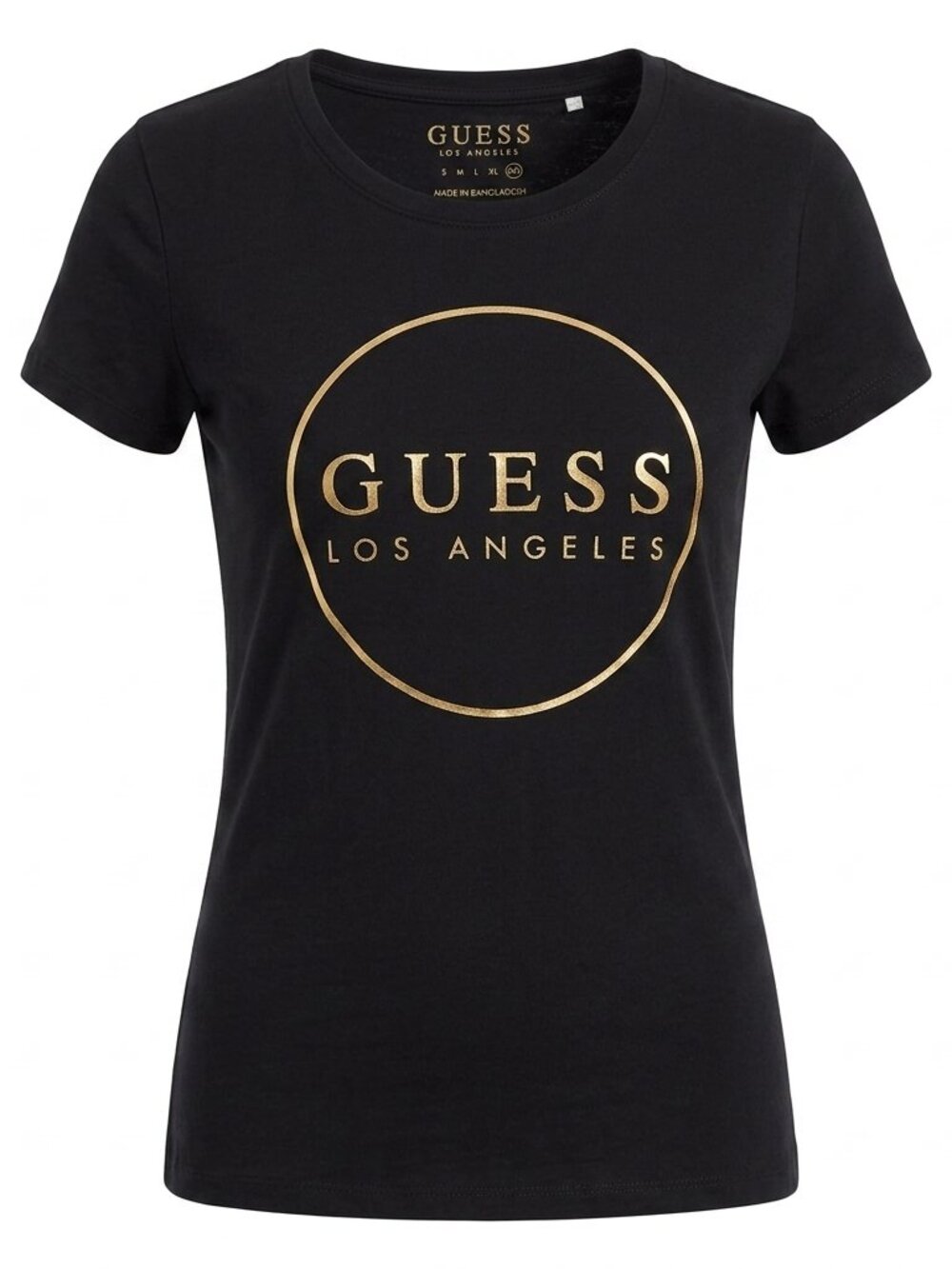 GUESS Los Angeles Black Gold Logo Tee | Fitted Short Sleeve-XXL